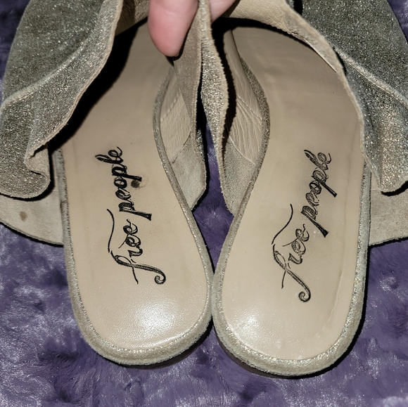 Free People Metallic Gold Leather Slip-ons - Picture 4 of 8